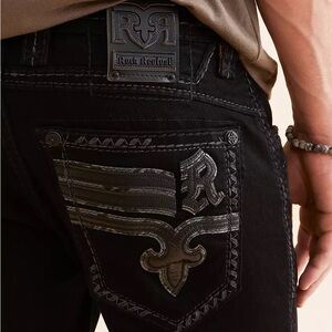 Rock Revival Justinn Slim Boot Stretch Jeans NWT Waist 36 Length 32 Color Black